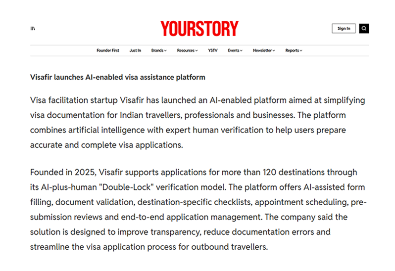 YourStory daily roundup featuring Visafir
